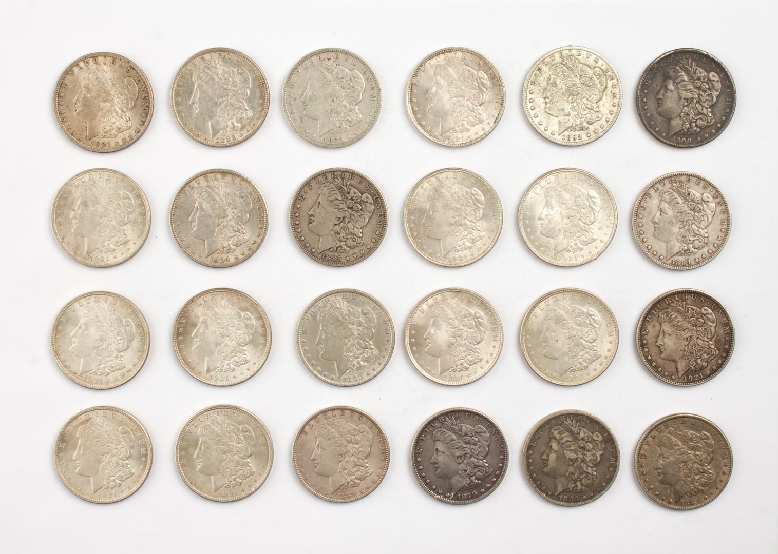 Appraisal: Twenty-four U S Morgan type silver dollars various dates and