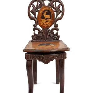 Appraisal: A German Marquetry Music Box Chair late th century having