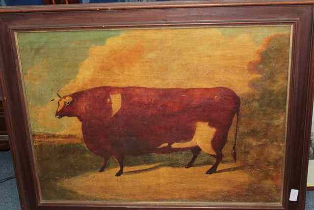 Appraisal: A COPY OF A PRIMITIVE PAINTING of a cow in