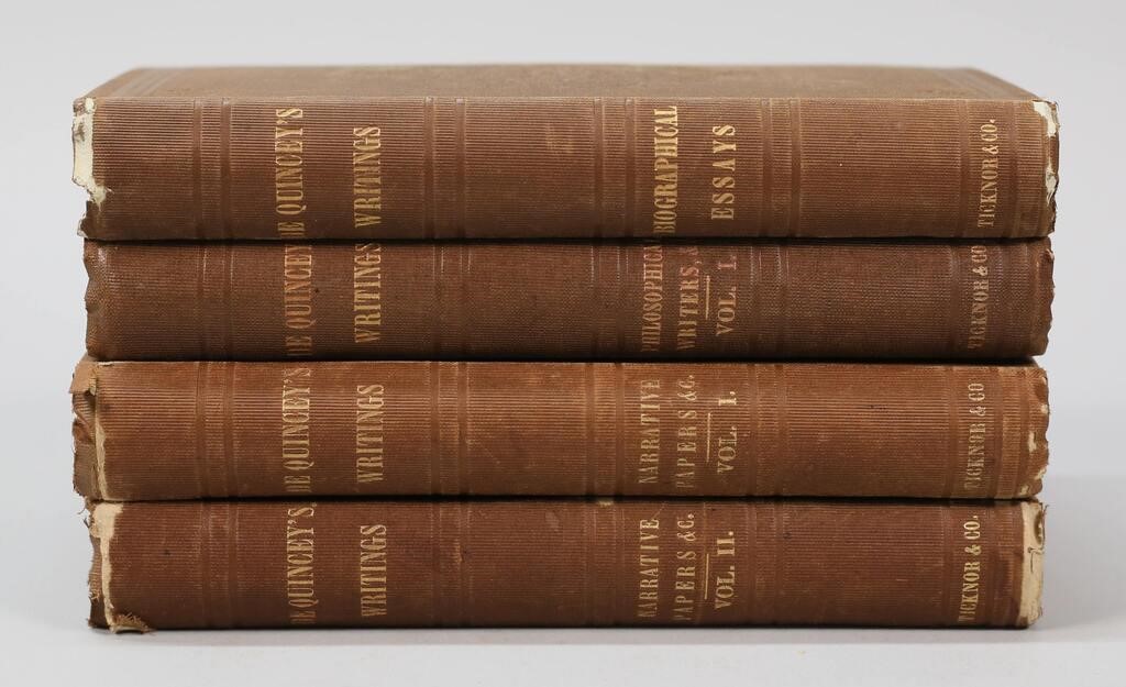 Appraisal: Thomas De Quincey England - first editions De Quincey's Writings