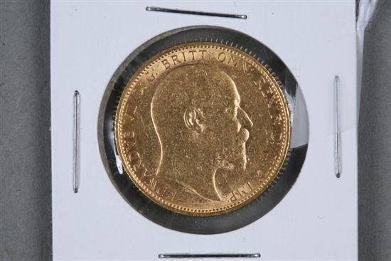 Appraisal: BRITISH GOLD SOVEREIGN Bust of Edward VII on the obverse