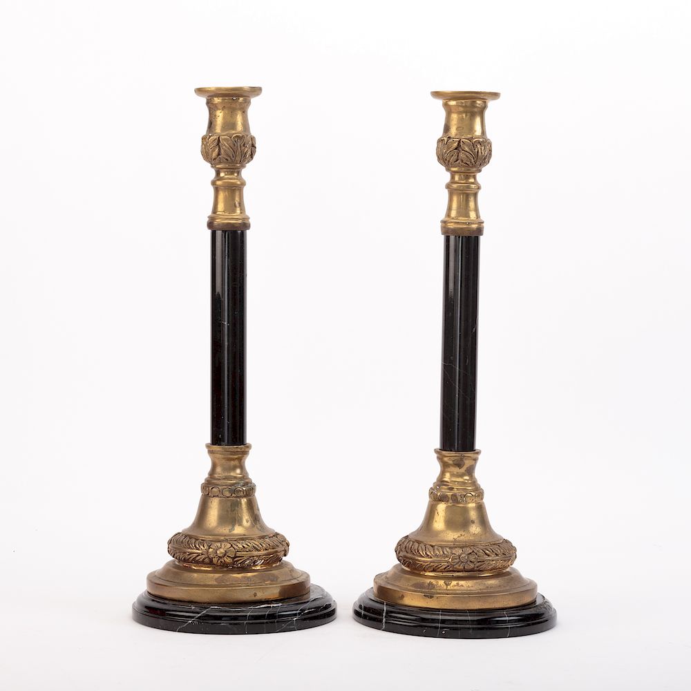 Appraisal: Pair Louis XVI Style Candlesticks cast brass sockets and base