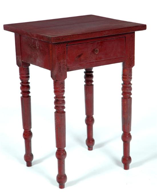 Appraisal: PAINTED ONE-DRAWER STAND Probably Midwestern th century cherry and poplar