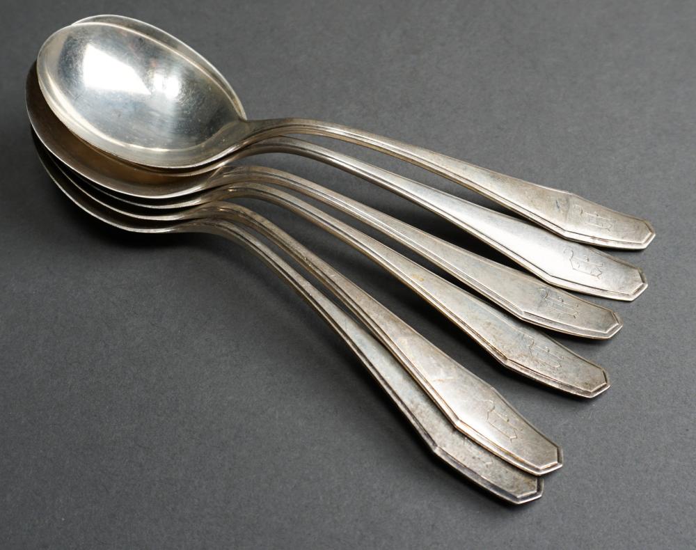 Appraisal: Six Alvin Sterling Silver 'Hampton' Round Bowl Soup Spoons L