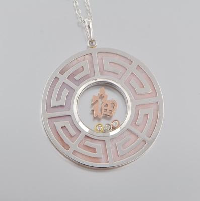 Appraisal: A Gold Diamond and Mother of Pearl Pendant on Chain