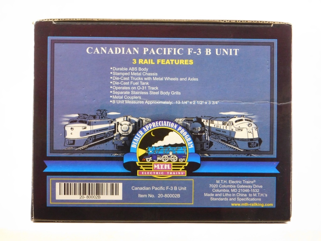 Appraisal: MTH DAP CANADIAN PACIFIC F- B UNIT O GAUGE TRAIN