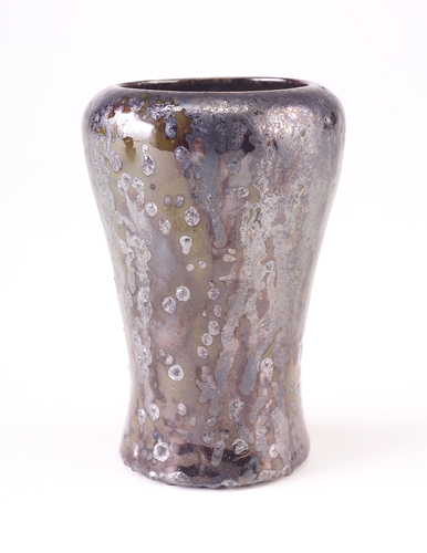 Appraisal: GEORGE OHR Small vase with closed-in rim covered in sponged-on