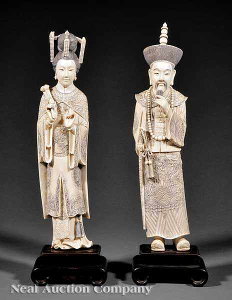 Appraisal: A Pair of Chinese Carved Ivory Emperor and Empress Figures