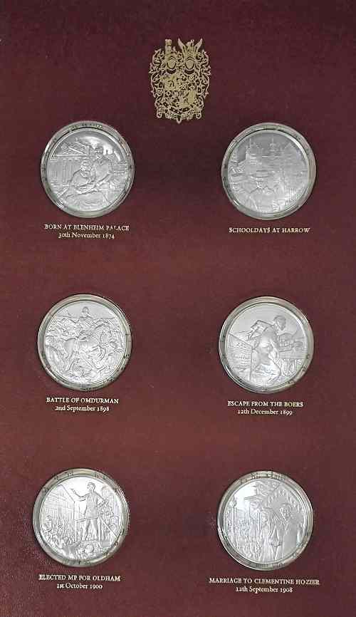 Appraisal: A collection of twenty-four silver proof medallions - ''The Churchill