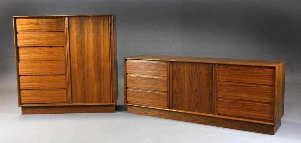 Appraisal: Mid CenturyTeak -Piece Bedroom SuiteDanflex Systems Denmark tall dresser with