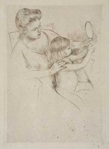 Appraisal: MARY CASSATT Looking into the Hand Mirror No Drypoint x