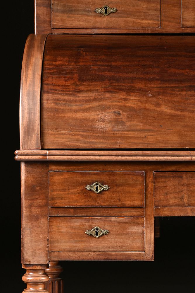 Appraisal: A LOUIS PHILIPPE CARVED MAHOGANY BUREAU CYLINDRE CIRCA s A