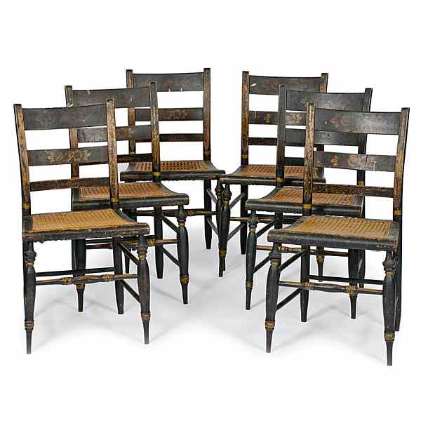 Appraisal: Stenciled Fancy Chairs New England early th century A set