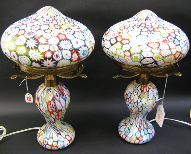 Appraisal: PAIR OF MILLEFIORI STYLE TABLE LAMPS having matching shades and