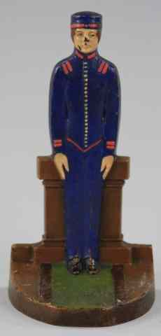 Appraisal: BELLHOP DOORSTOP CJO '' '' classic image of uniformed bellhop