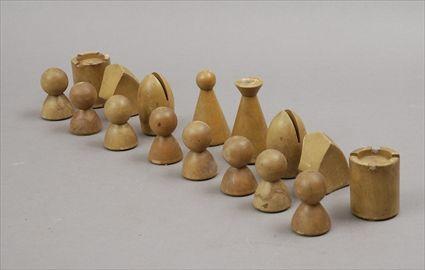 Appraisal: After Man Ray - Chess Set Comprising thirty-two wood chess