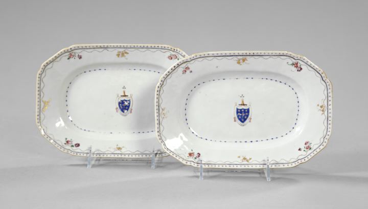 Appraisal: Pair of Chinese Export Armorial Porcelain Chop Bacon Platters fourth