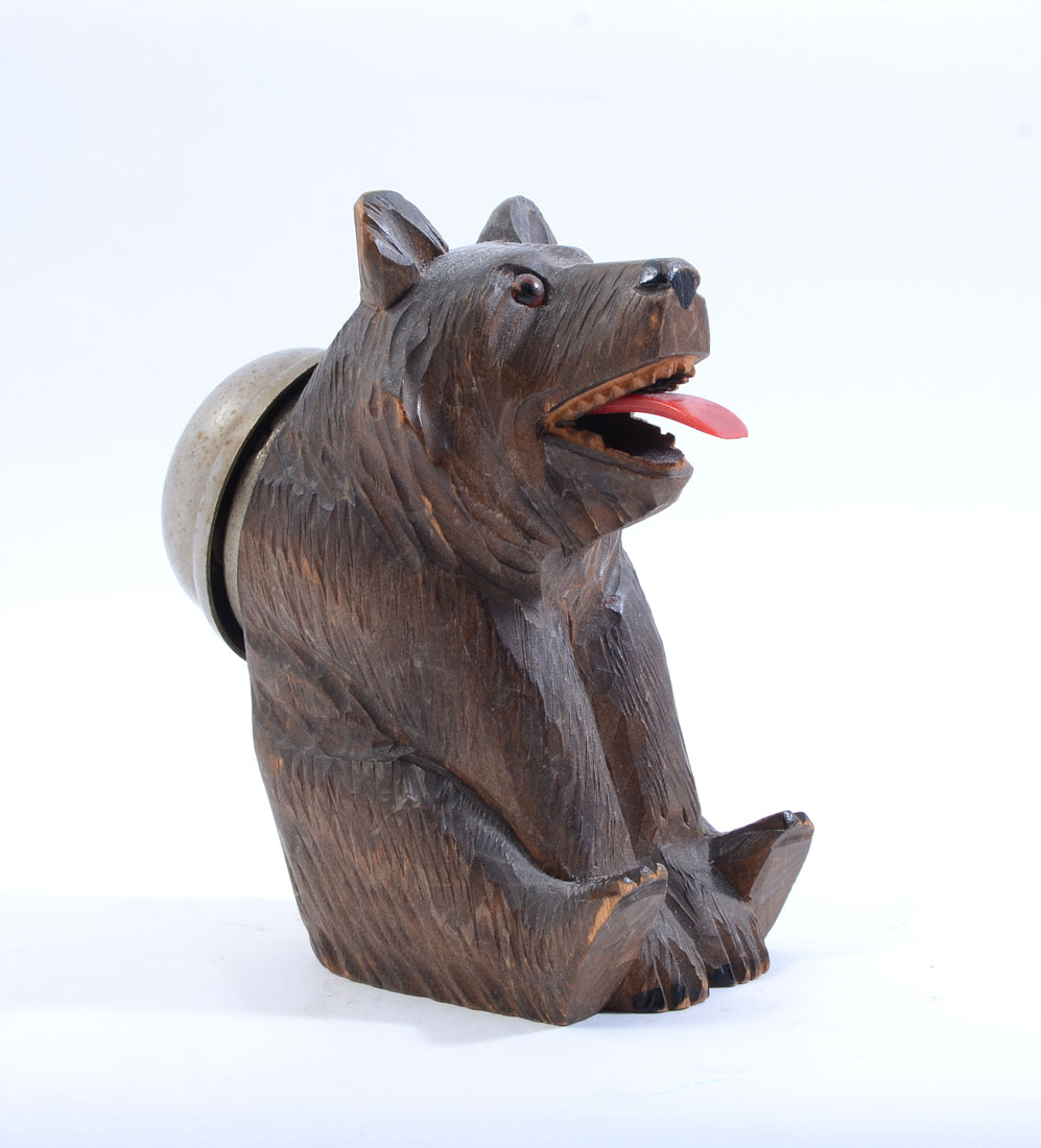 Appraisal: BLACK FOREST CARVED FIGURAL BEAR SERVICE BELL Figure of a