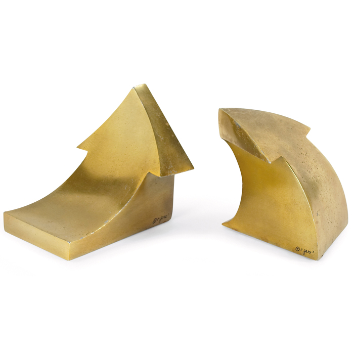 Appraisal: C Jere bookends pair aluminum with brass finish arrows each