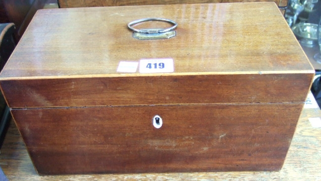 Appraisal: A George III mahogany and box wood banded rectangular tea