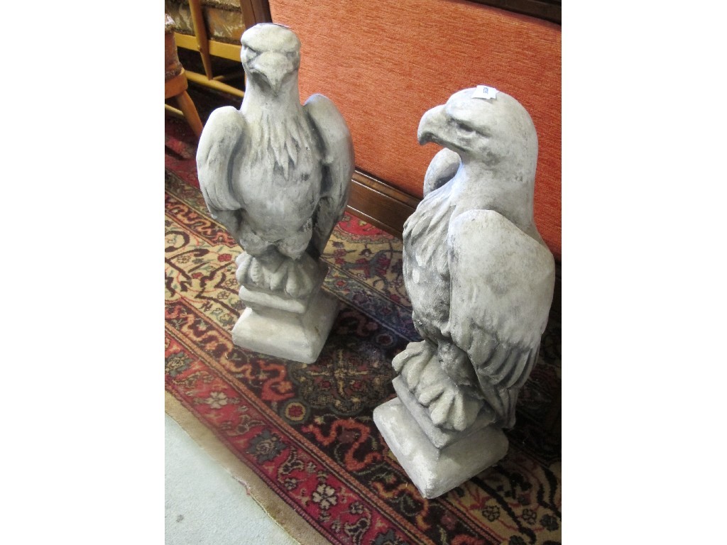 Appraisal: Pair of Stoneware garden eagle figures Provenance Viscount Strathallan Stobhall