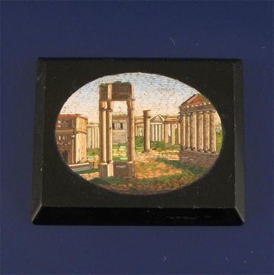 Appraisal: A nineteenth century micro mosaic rectangular plaque Roman ruins possibly