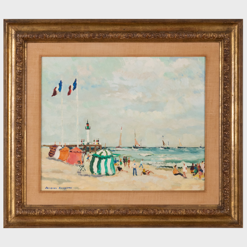 Appraisal: Jacques Bouyssou - Drapeaux a Trouville Oil on canvas signed