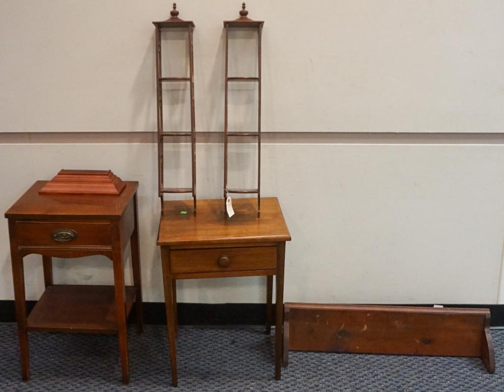 Appraisal: Two Early American Style Walnut and Mahogany Side Tables Pair