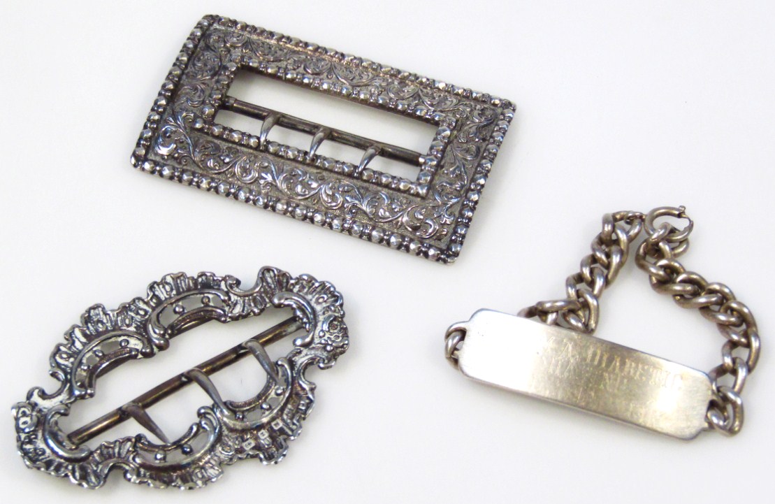 Appraisal: A late Victorian silver buckle of rococo oval outline with