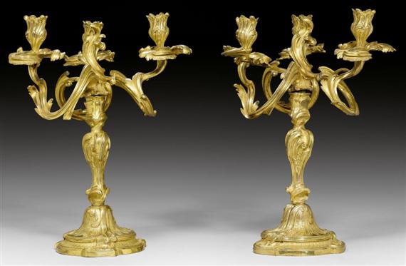 Appraisal: PAIR OF CANDELABRAS Louis XV after designs by J A