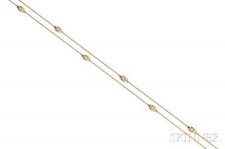 Appraisal: kt Gold and Enamel Chain Necklace the ten plique-a-jour enamel