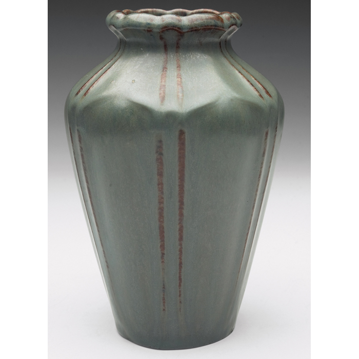 Appraisal: Arequipa vase unusual shouldered shape covered in a gray and