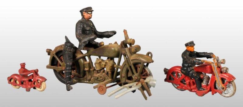 Appraisal: Lot of Cast Iron Hubley Motorcycle Toys Description Includes Harley