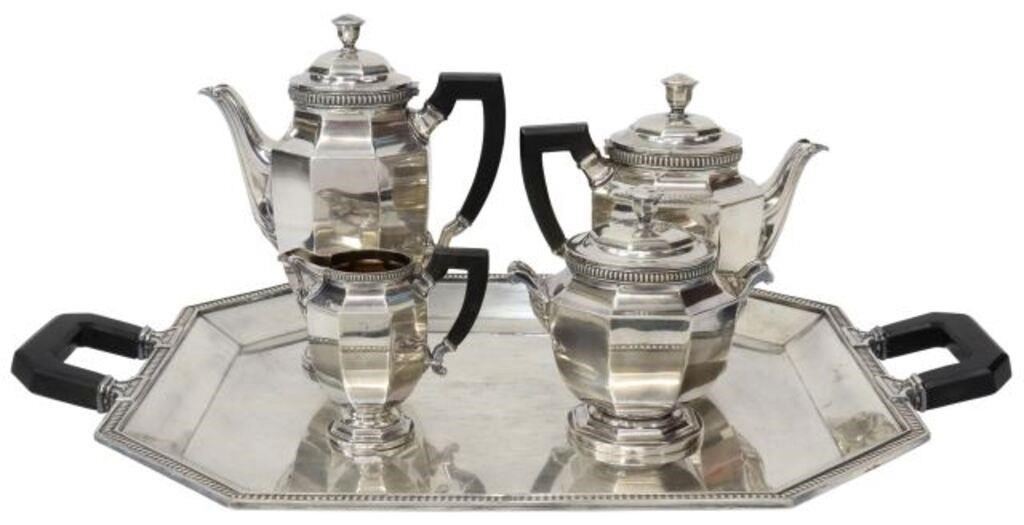 Appraisal: piece French Art Deco silverplate tea and coffee service Orfevrerie