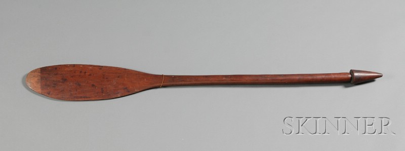 Appraisal: Melanesian Carved Wood Paddle Club Vanuatu with a conical finial