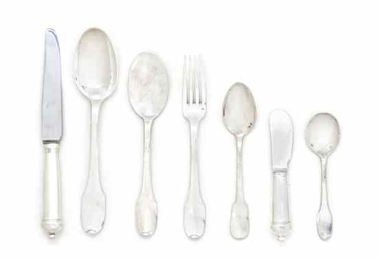 Appraisal: An Assembled French Silver Partial Flatware Service comprising dinner knives