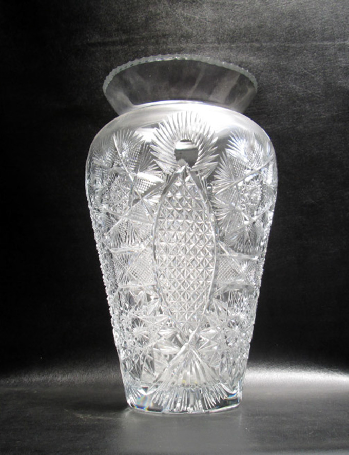 Appraisal: CUT CRYSTAL HOBSTAR VASE of baluster form having a flared