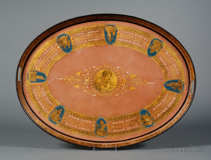 Appraisal: French Empire Painted and Partially Printed Tole Tray early th