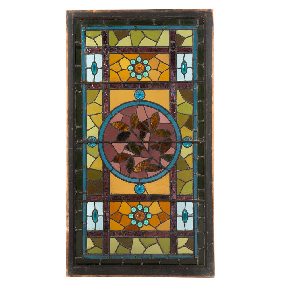 Appraisal: Large American Stained Glass Panel First quarter th century rectangular