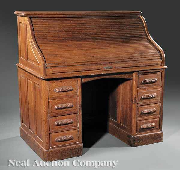 Appraisal: An American Quartersawn Oak Roll Top Desk late th c