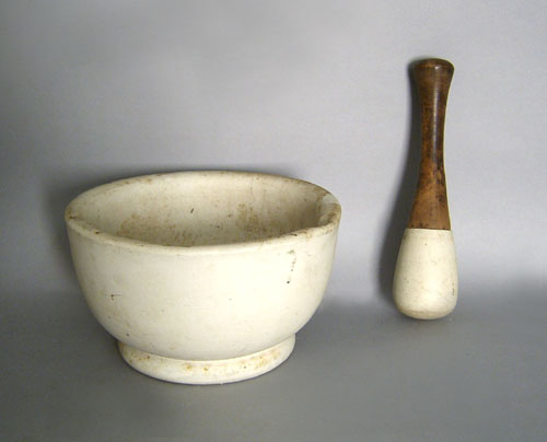 Appraisal: Large stone mortar pestle late th c h dia