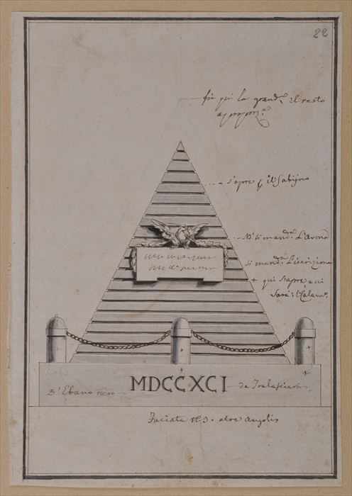 Appraisal: ITALIAN SCHOOL DESIGNS FOR A TOMB OR MONUMENT Pen and