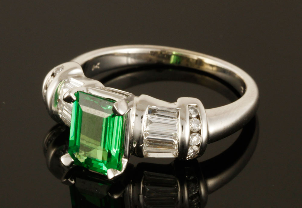 Appraisal: - K Gold Diamond and Tourmaline Ring K white gold