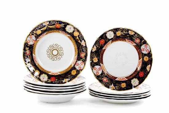 Appraisal: English ironstone soup plates and plates circa Imari palette comprising