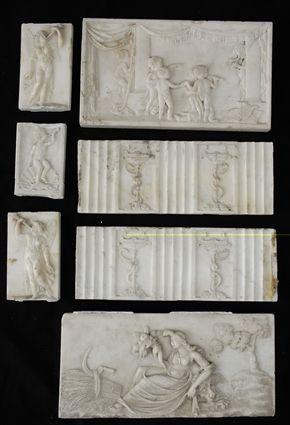 Appraisal: GROUP OF SEVEN GEORGE III CARVED WHITE MARBLE MANTEL PANELS