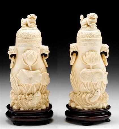 Appraisal: Pair of Chinese elephant ivory covered vases th th century