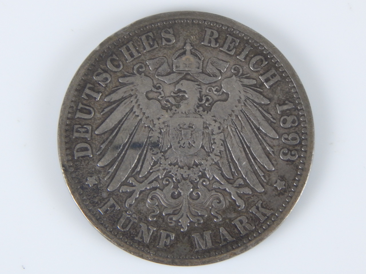 Appraisal: A German five Deutsch marks silver coin for