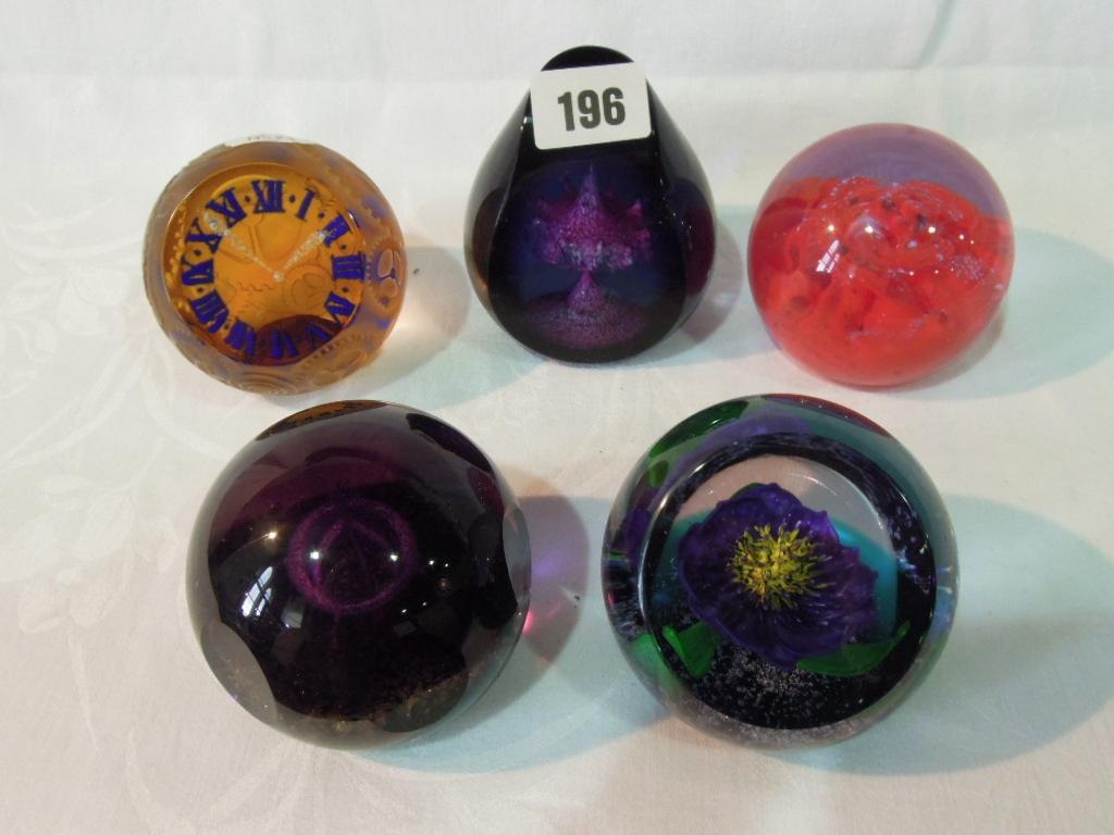 Appraisal: A collection of five limited edition Caithness glass paperweights in