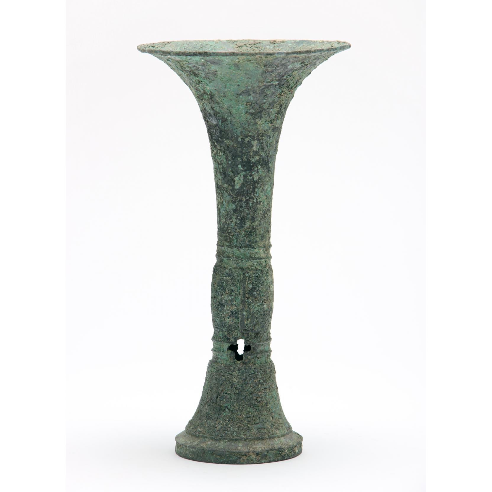 Appraisal: A Chinese Bronze Wine Vessel archaic Gu form the tall