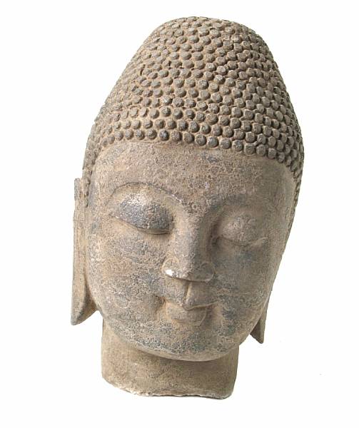 Appraisal: A Chinese carved stone head of Buddha height in